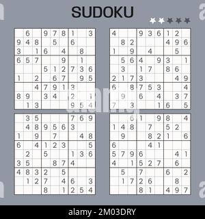 Set di puzzle Sudoku vettore. Livello facile. Illustrazione Vettoriale