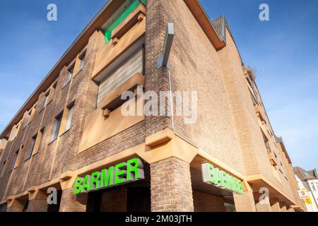Immagine di un cartello con il logo di Barmer sul loro ufficio per Troisdorf, Germania. Barmer è una compagnia di assicurazione sanitaria tedesca. Foto Stock