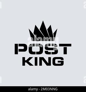 Word POST KING serif font corona di regina creativa premium immagine grafica icona logo design astratto concetto libero vettore tipografia o elegante Illustrazione Vettoriale