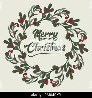 Buon motivo di wreath di Natale su uno sfondo chiaro. Illustrazione Vettoriale