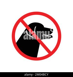Nessun cane consentito simbolo vettore icona segno. Cani o cani senza uscita interdizione sbarrata segno. Illustrazione Vettoriale
