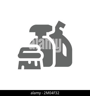 Pulizia materiali di consumo e prodotti icona vettore. Flaconi spray, simbolo riempito per l'igiene. Illustrazione Vettoriale