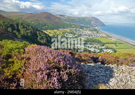 Vista sul penmaenmawr dal monte Conwy Foto Stock