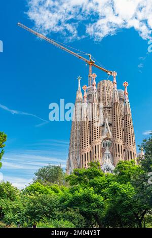 Basilica la Sagrada Familia in fase di ristrutturazione 2022, Barcellona, Catalogna, Spagna, Europa Foto Stock