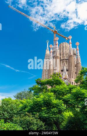 Basilica la Sagrada Familia in fase di ristrutturazione 2022, Barcellona, Catalogna, Spagna, Europa Foto Stock