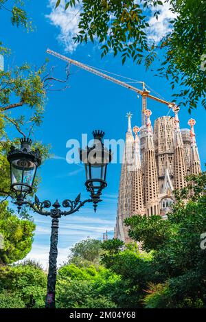 Basilica la Sagrada Familia in fase di ristrutturazione 2022, Barcellona, Catalogna, Spagna, Europa Foto Stock