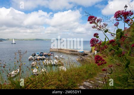 Il piccolo porto di Portscatho, Gerrans Bay, Roseland Peninsula, Cornovaglia, Regno Unito Foto Stock