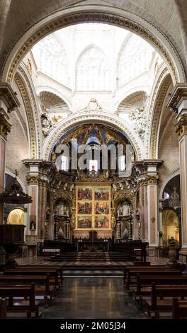 Dettaglio architettonico della Cattedrale di Valencia, conosciuta anche come Cattedrale di Santa Maria, una chiesa cattolica romana nel centro storico della città Foto Stock