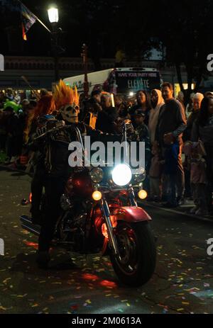 Ghost Rider Costume - Halloween Parade a Tarrytown, New York. Foto Stock