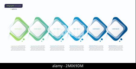 Modello infografico minimalista del gradiente vettoriale astratto composto da 5 quadrati arrotondati Illustrazione Vettoriale