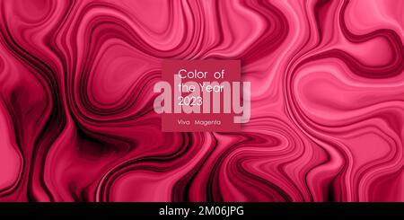 Viva magenta colore dell'anno 2023, Grafica creativa Illustrazione orizzontale, magenta effetto liquido colore del testo dell'anno 2023 viva Magenta. 3D Illu Foto Stock