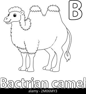 Bactrian Camel Alphabet ABC isolato colorazione B Illustrazione Vettoriale