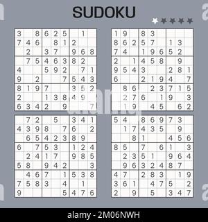 Set di puzzle Sudoku vettore. Livello facile. Illustrazione Vettoriale