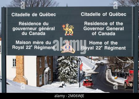 Insegna Citadelle du Quebec a Quebec City Foto Stock