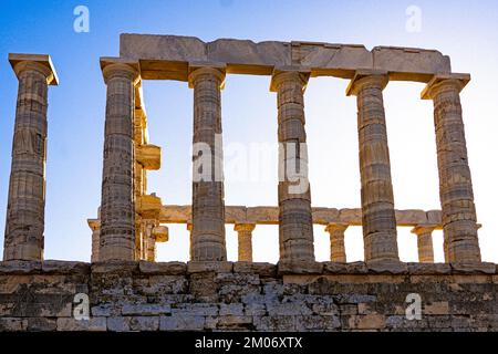 Capo Sunio (Tempio di Poseidone) sulla punta meridionale della Grecia Foto Stock