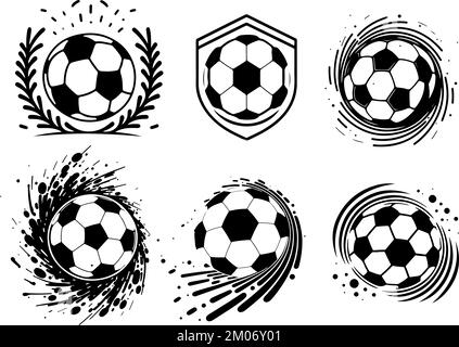 Icone, emblemi, elementi di design del calcio Illustrazione Vettoriale