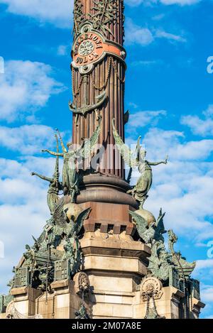 Columbus Monument, Barcellona, Spagna, Europa Foto Stock