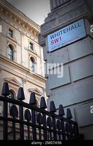Cartello Whitehall SW1, Central London, England, UK, SW1 Foto Stock