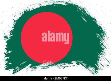 Pennellata pennello dipinto bandiera del bangladesh su sfondo bianco Foto Stock