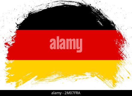 Pennello stroke stressato bandiera della germania dipinta su sfondo bianco Foto Stock
