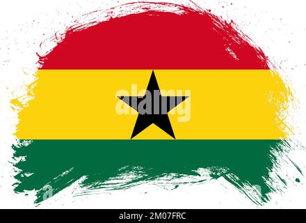Pennello stroke stressato bandiera del ghana su sfondo bianco Foto Stock