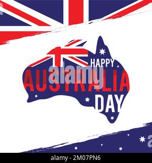 Mappa a forma di sfondo dell'Happy Australia Day. Illustrazione vettoriale EPS.8 EPS.10 Illustrazione Vettoriale