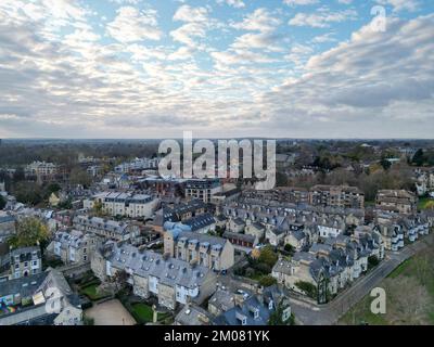 L'aereo drone del centro di Cambridge nel Regno Unito al tramonto Foto Stock