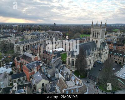 St John's College Chapel Cambridge City Centre UK drone antenna Foto Stock