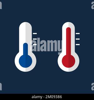 Termometro con aria calda o fredda. Illustrazione del vettore isolato. Celsius e Fahrenheit. Illustrazione Vettoriale