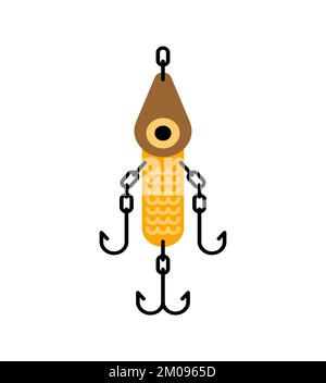 Attrezzatura da pesca spinner. Illustrazione vettoriale. Accessorio per la pesca Illustrazione Vettoriale