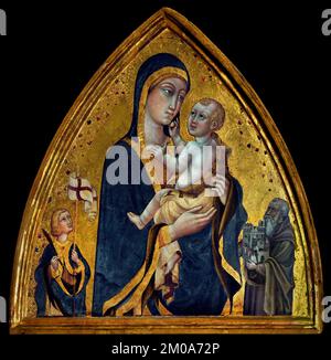 Vergine e Bambino tra i santi Vittore e Ottaviano, Priamo della quercia, 1400–1467, Volterra, Pinacoteca, Italia, Italiano, Foto Stock