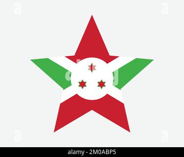 Burundi bandiera Stella. Umurundi Abarundi Stella Bandiera forma. Country National Banner icona simbolo vettore 2D Flat Illustrazione grafica Illustrazione Vettoriale