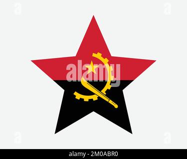 Bandiera dell'Angola. Bandiera Angolan Star Shape. Country National Banner icona simbolo vettore 2D Flat Illustrazione grafica Illustrazione Vettoriale