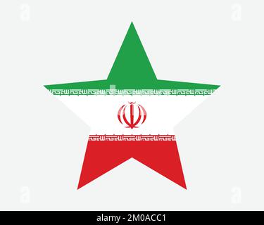 Bandiera della Stella dell'Iran. Bandiera Iraniana a forma di stella. Country National Banner icona simbolo Vector Flat Illustrazione grafica Illustrazione Vettoriale