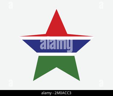 Bandiera Gambia. Bandiera a forma di stella gambiana. Country National Banner icona simbolo Vector Flat Illustrazione grafica Illustrazione Vettoriale