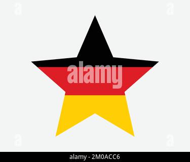Germania bandiera della stella. Bandiera tedesca a forma di stella. Deutschland Country National Banner icona simbolo Vector Flat Illustrazione grafica Illustrazione Vettoriale