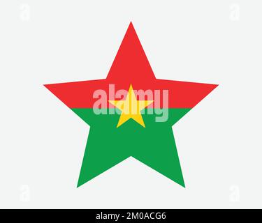 Bandiera del Burkina Faso. Burkinabè Star Shape Flag. Country National Banner icona simbolo vettore 2D Flat Illustrazione grafica Illustrazione Vettoriale