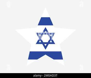 Bandiera israeliana. Bandiera israeliana a forma di stella. Stato di Israele Paese Nazionale Banner icona simbolo Vector Flat Illustrazione grafica Illustrazione Vettoriale