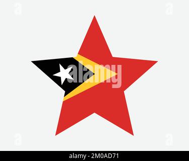 Bandiera di Timor Est. Timor-Leste Stella Shape Flag. East Timorese Country National Banner icona simbolo Vector Flat Illustrazione grafica Illustrazione Vettoriale