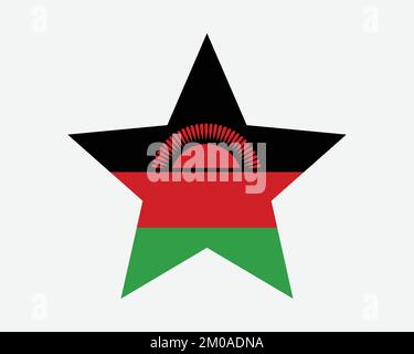 Bandiera Malawi Star. Bandiera Malawia Star Shape. Country National Banner icona simbolo Vector Flat Illustrazione grafica Illustrazione Vettoriale