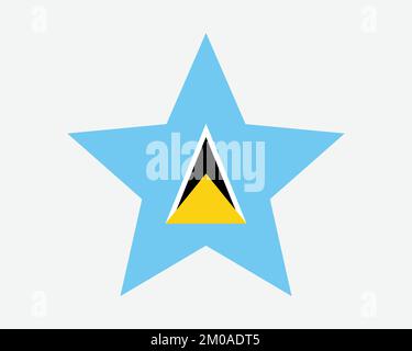Bandiera di Santa Lucia. Bandiera a forma di stella di St Lucian. St Lucia Country National Banner icona simbolo Vector Flat Illustrazione grafica Illustrazione Vettoriale