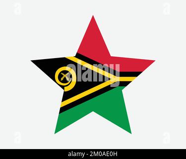 Bandiera Vanuatu Star. Bandiera Vanuatuan Star Shape. Repubblica di Vanuatu Paese National Banner icona simbolo vettoriale piatto Illustrazione grafica Illustrazione Vettoriale