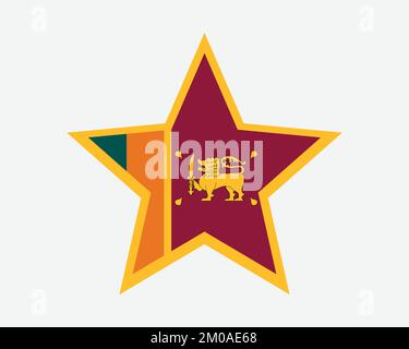 Sri Lanka Star Flag. Bandiera a forma di stella dello Sri Lanka. Ceylon Country National Banner icona simbolo Vector Flat Illustrazione grafica Illustrazione Vettoriale