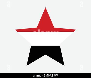 Bandiera dello Yemen. Yemeniti Stella Yemenita forma Bandiera. Repubblica dello Yemen Paese National Banner icona simbolo vettoriale piatta Illustrazione grafica Illustrazione Vettoriale