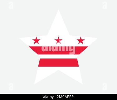 Washington DC Star Flag. District of Columbia USA Five Point Star Shape Flag. Washingtonian US D.C. Icona banner simbolo Vector Flat Artwork Illustratio Illustrazione Vettoriale