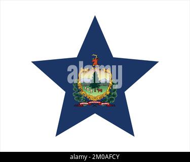 Bandiera Vermont Star. VT USA Five Point Star Shape state Flag. Icona banner Vermonter US simbolo disegno piano vettoriale Illustrazione grafica Illustrazione Vettoriale