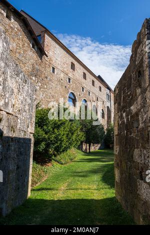 Mura del Castello di Lubiana nella città di Lubiana, Slovenia. Foto Stock