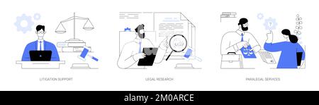 Illustrazioni vettoriali astratte di concetto di outsourcing legale. Illustrazione Vettoriale