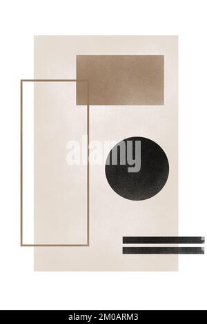 Disegno astratto Grunge forme geometriche, nero e beige linee geometriche moderne e minimaliste. Stampe per decorazioni a parete. Astratto Wall Art Home decorazione. Foto Stock