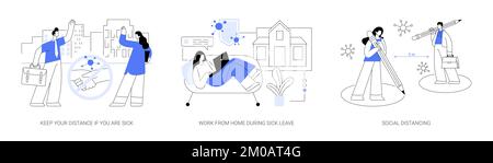 Misure di prevenzione dei focolai di virus illustrazioni vettoriali di concetto astratto. Illustrazione Vettoriale